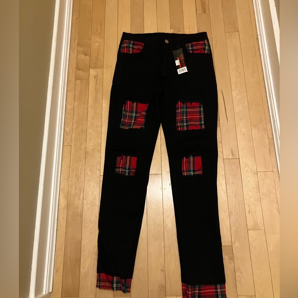 NWT Sz 8 Punk Rock Plaid Patch Pants